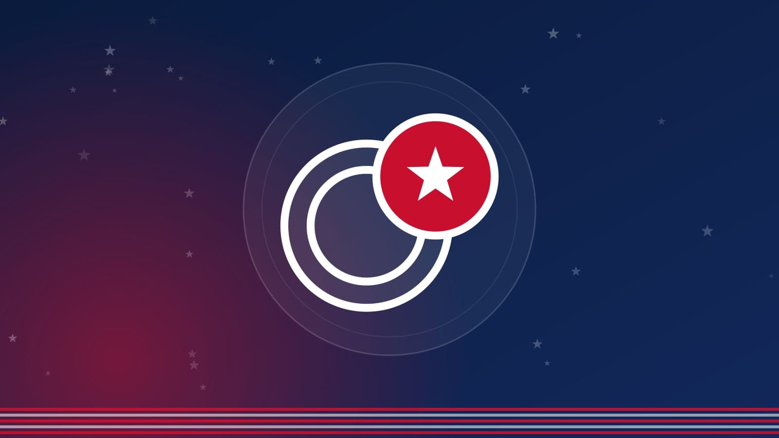 Capa em azul-marinho, com listras e estrelas da bandeira dos EUA e moedas ao centro